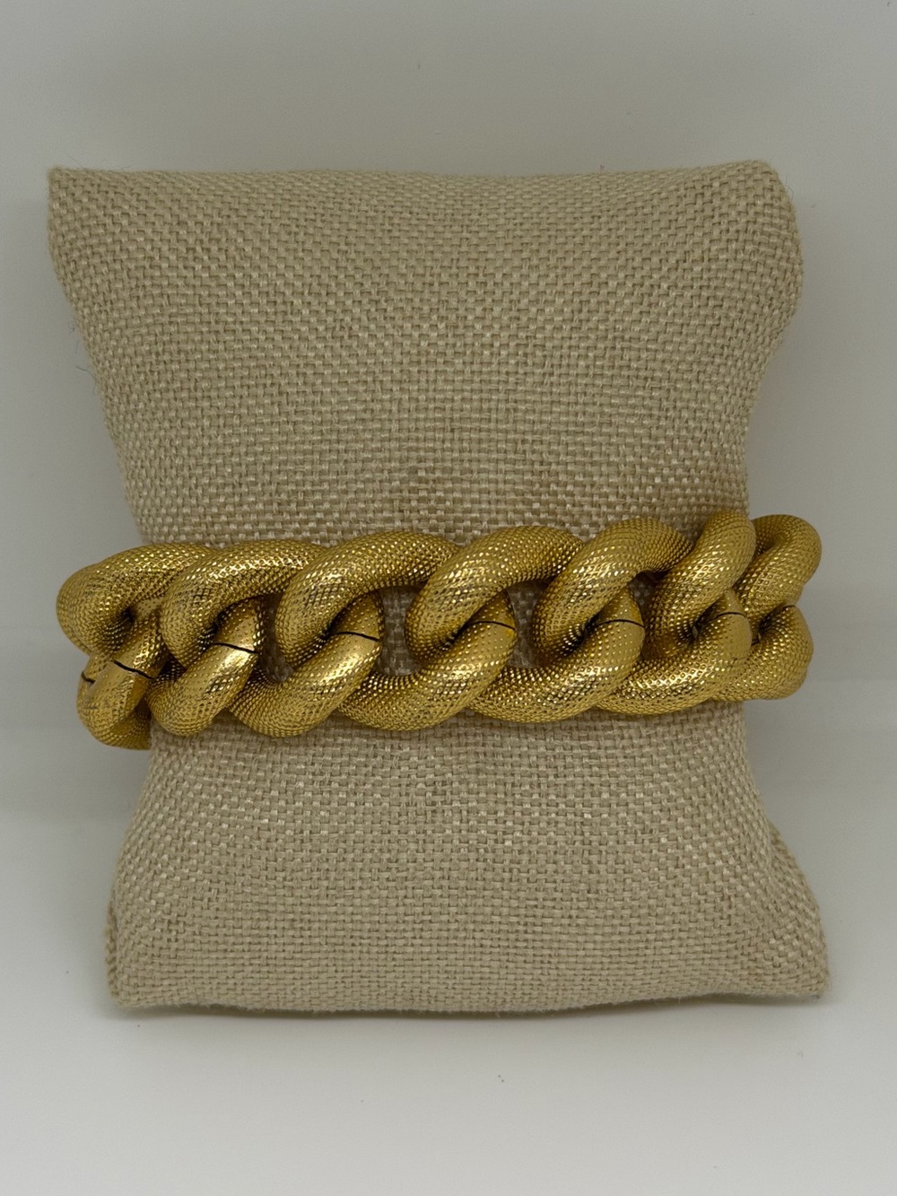 Chunky Gold Tone Textured Curb Chain Link Bracelet Statement Jewelry